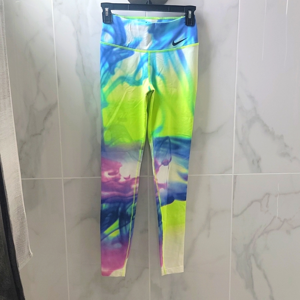 NIKE SZ XS LEGGINGS MULTI NEON COLORS